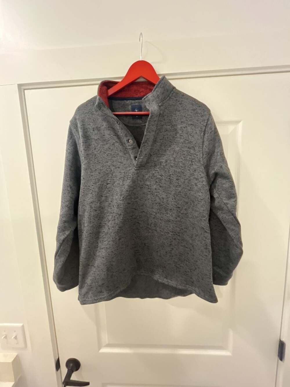 Tailorbyrd Collection Fleece Pullover Size M Gray Snap Neck